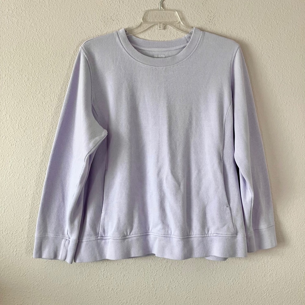 DULUTH TRADING Rib Crewneck Sweatshirt XXL Gorpcore Athleisure Lounge Lavender
